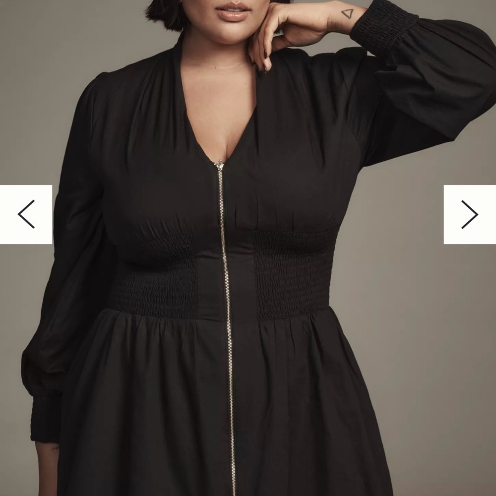 Anthropologie - The Tommie Smocked Front-Zip Shirt Dress: Long-Sleeve Mini